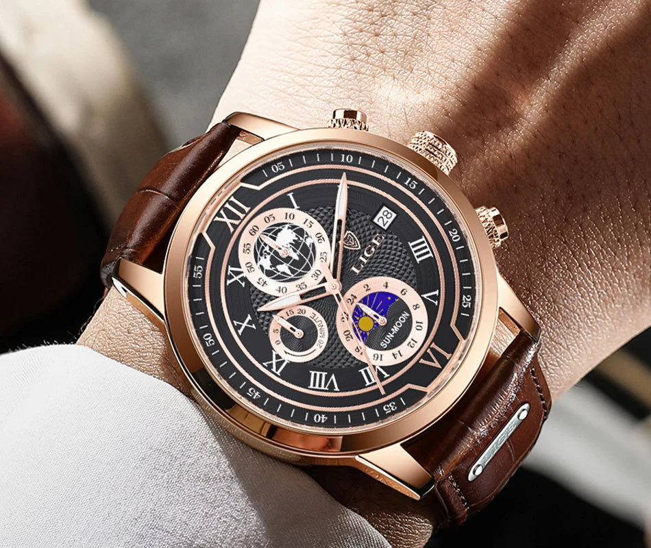 LIGE Top Brand Luxury Watch for Men Business Casual Men's Watches Wristwatch Man Quartz Chronograph Waterproof Watches Clock New