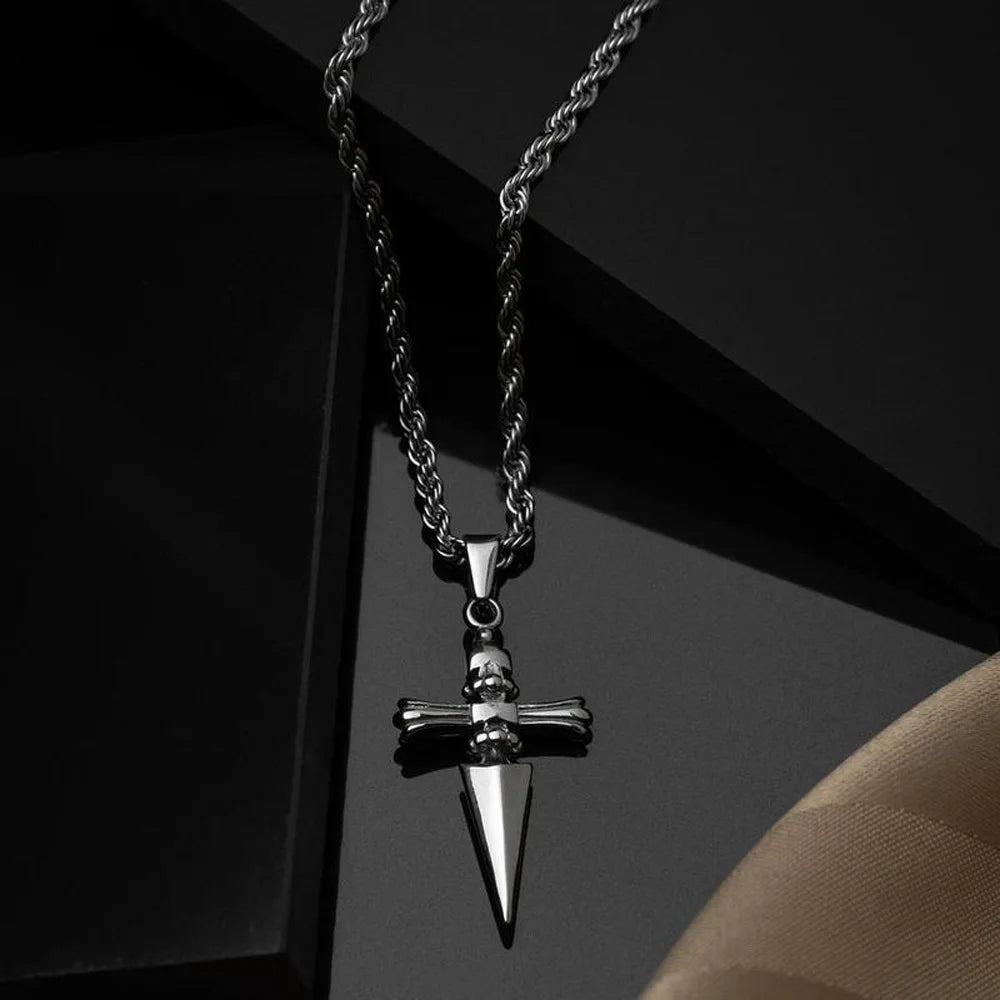Anime Necklace for Men Judgement Chain Necklace H-X-H Pendant Men's Jewelry Cross Necklace Vintage Handmade Gift for Anime Lover
