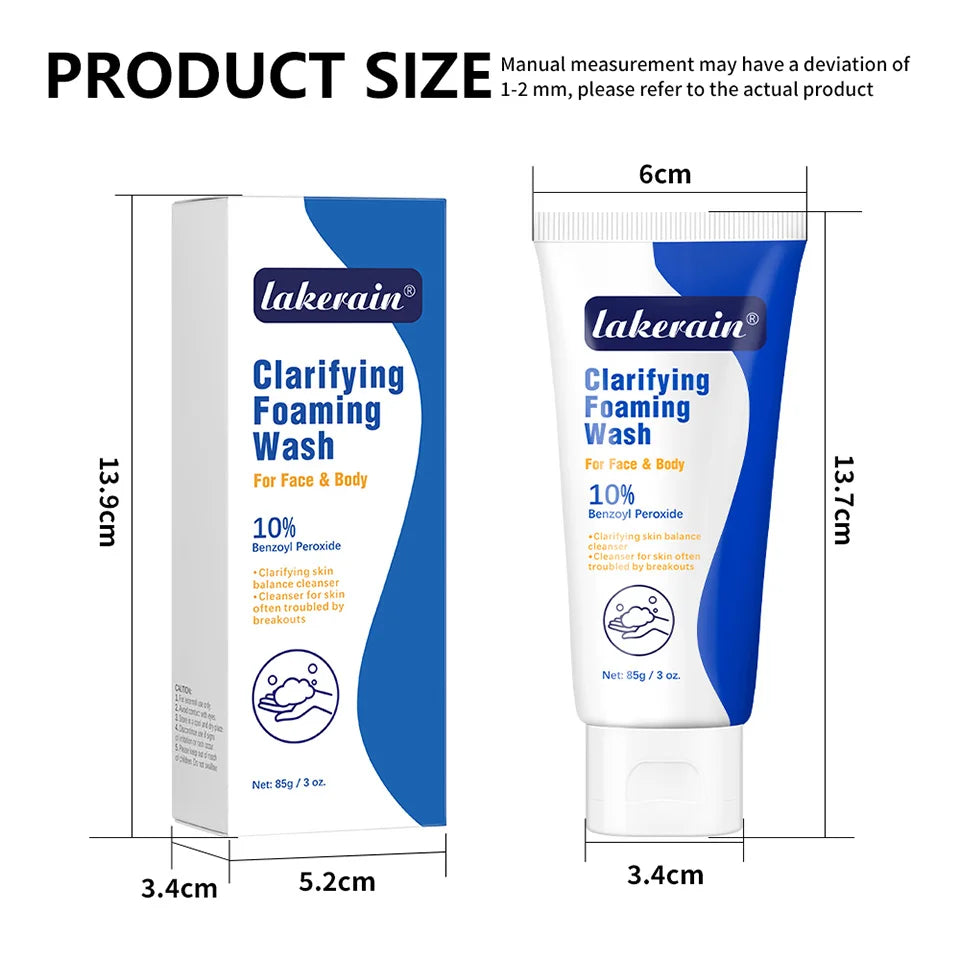 Lakerain Clarifying Foaming Wash 10% Benzoyl Peroxide Foaming Cleanser Acne Foaming Cleanser Target Breakouts Deep Clean Cream