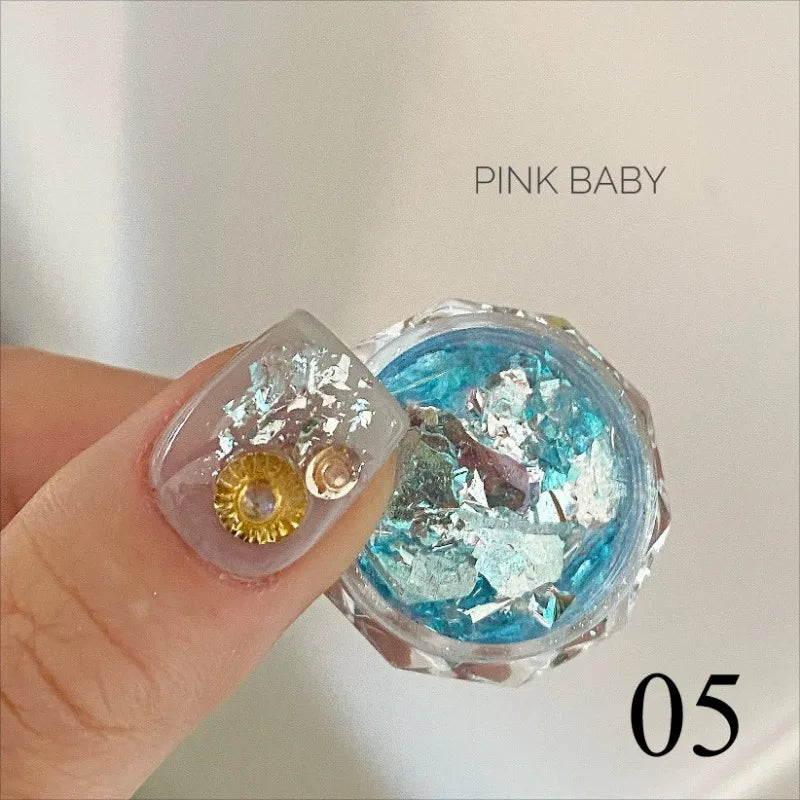 Nail Glitter Powder for Manicure, Feather, Opal, Aurora, Iridescent, Sparkling Flame, Flakes, Shiny Dust, Pigment,