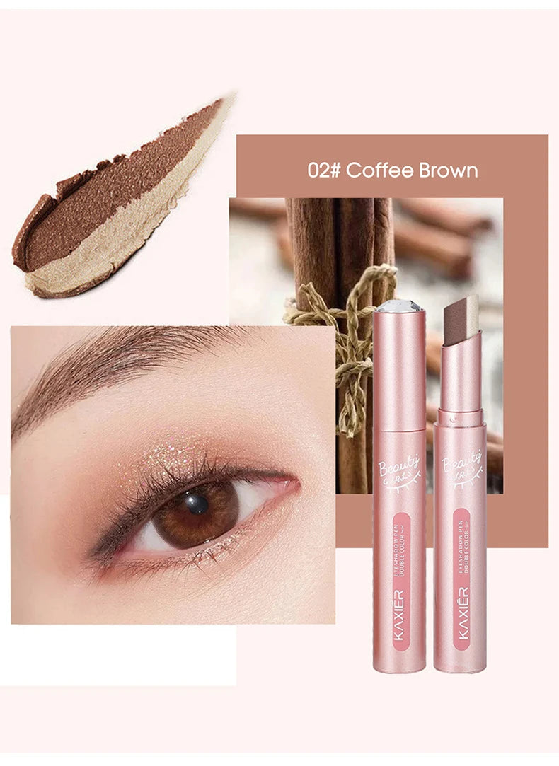 Gradient two-color eye shadow pen waterproof, sweat proof, not easy to smudge, pearlescent, fine shiny, lazy eye shadow s