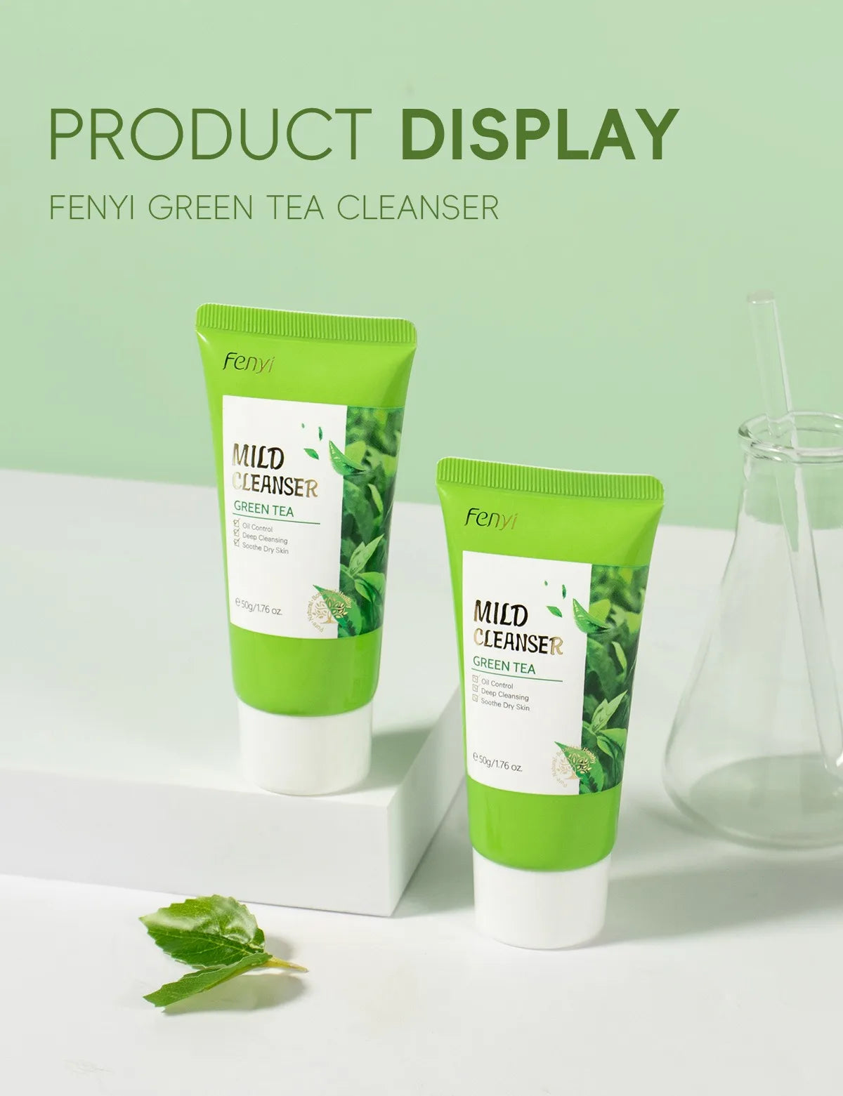 Green Tea Facial Cleanser Skin Deep Cleansing Moisturizing Blackhead Removal Skincare Face Wash Foam Face Cleanser Skin Care
