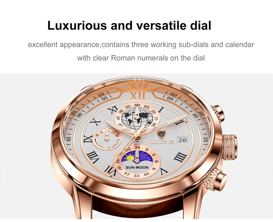 LIGE Top Brand Luxury Watch for Men Business Casual Men's Watches Wristwatch Man Quartz Chronograph Waterproof Watches Clock New