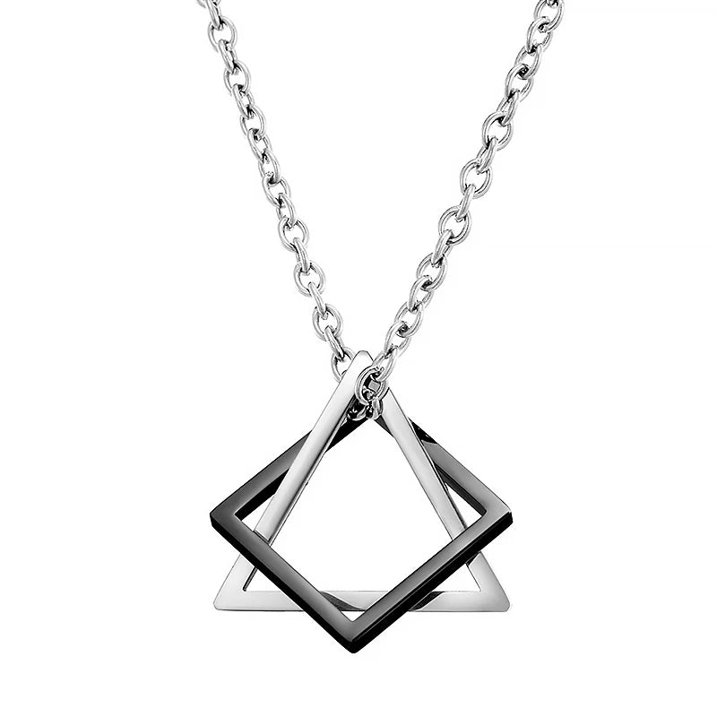 Mens Jewellery New Vintage Rectangle Pendant Necklace Men Width 3mm Stainless Steel Handmade Chain Necklace for Men Jewelry Gift