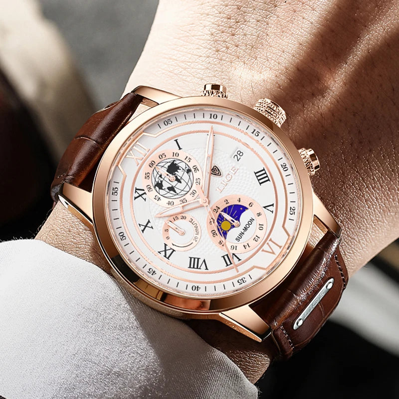 LIGE Top Brand Luxury Watch for Men Business Casual Men's Watches Wristwatch Man Quartz Chronograph Waterproof Watches Clock New
