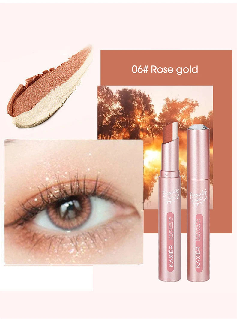 Gradient two-color eye shadow pen waterproof, sweat proof, not easy to smudge, pearlescent, fine shiny, lazy eye shadow s