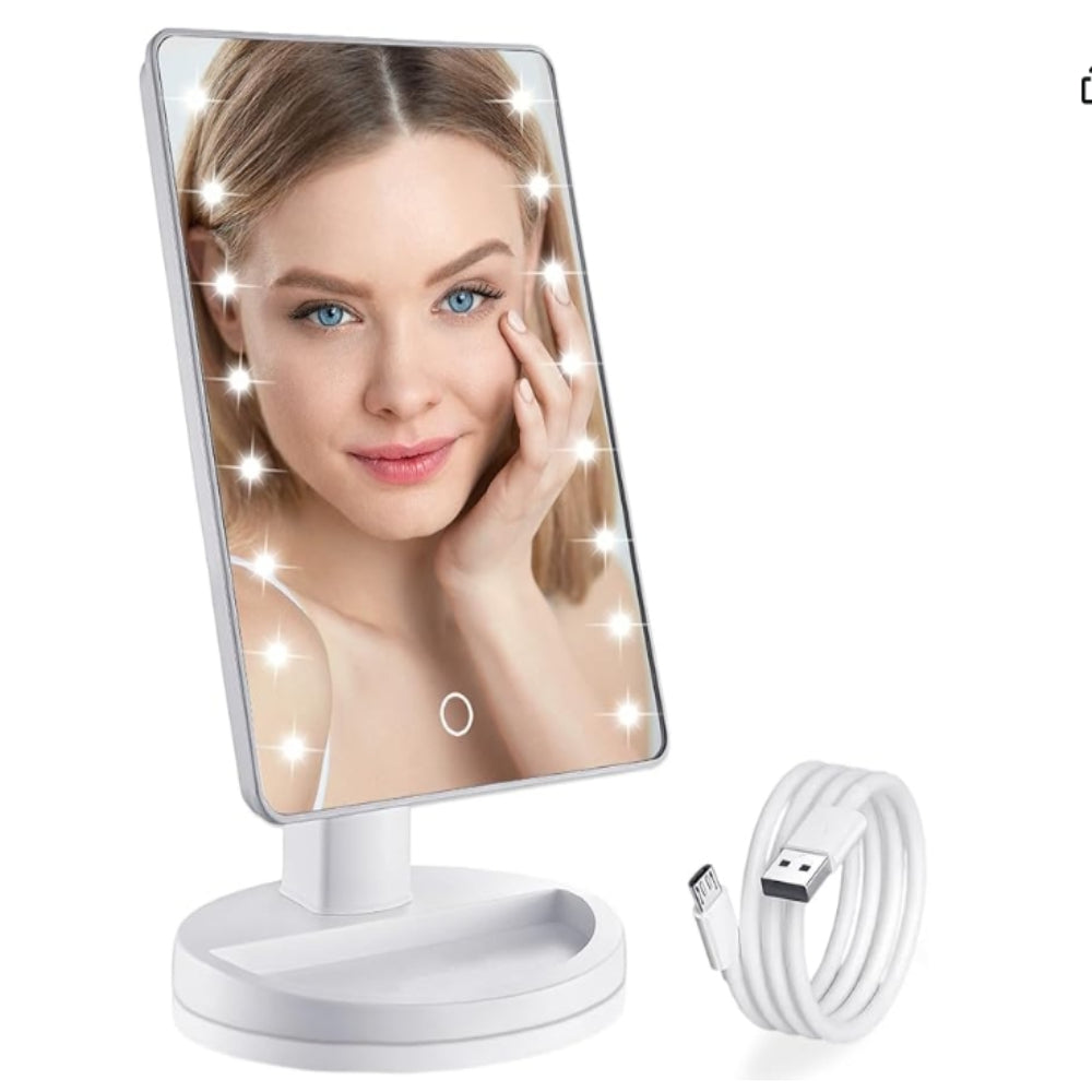 16LED Touch Screen Makeup Mirror, Rotatable Vanity Mirror, 3-Speed Brightness, Portable Cosmetic Mirror for Dorm Bedroom