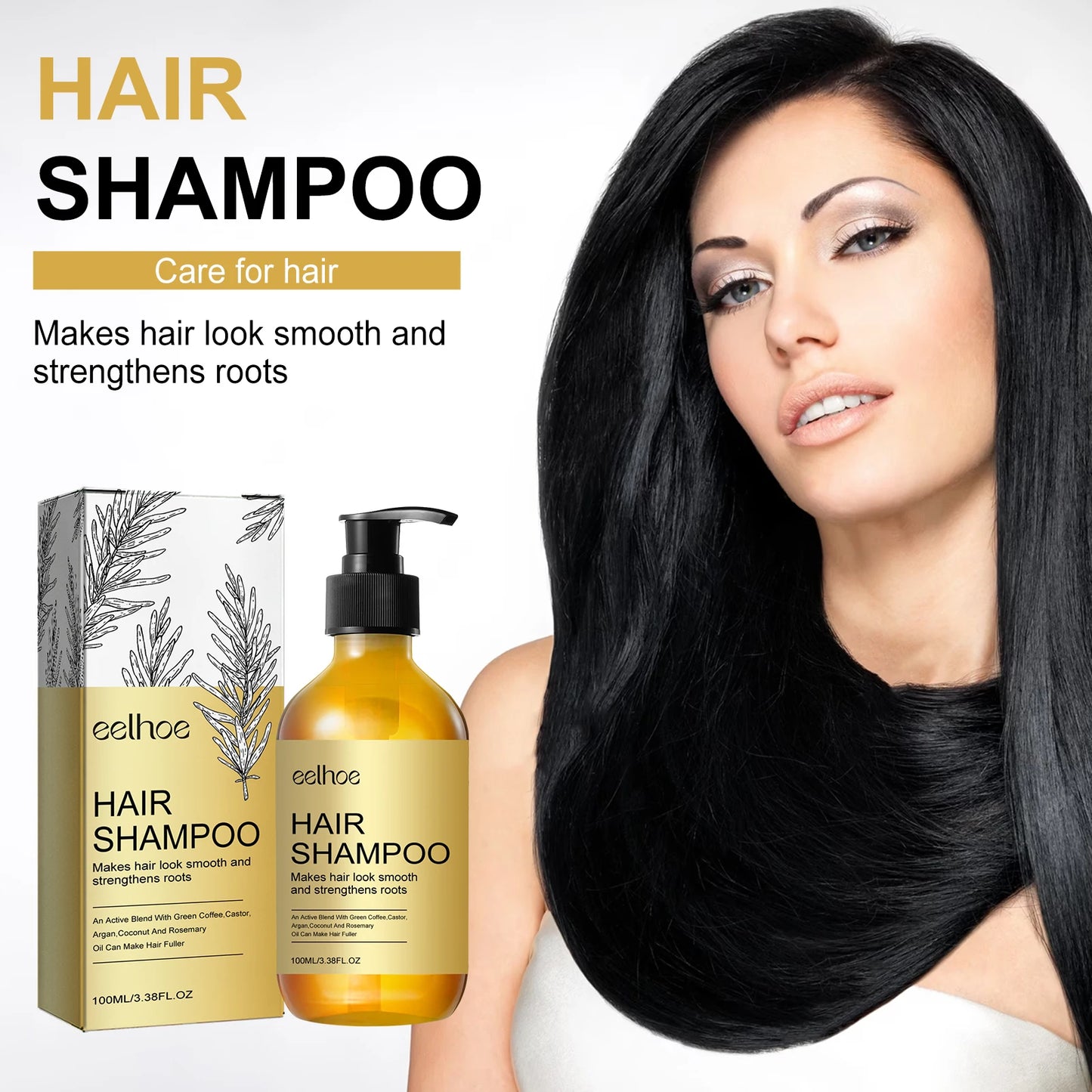 EELHOE Rosemary Shampoo Nourishing Hair Strengthening Shampoo Anti Frizz Smooth Hair Shampoo Oil Control Hair Care Product 100ml