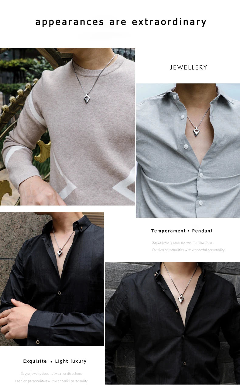 Male Necklace,Pendant for Men with Titanium Steel Chain,High Polished Tungsten Aesthetic Jewelry,Customized