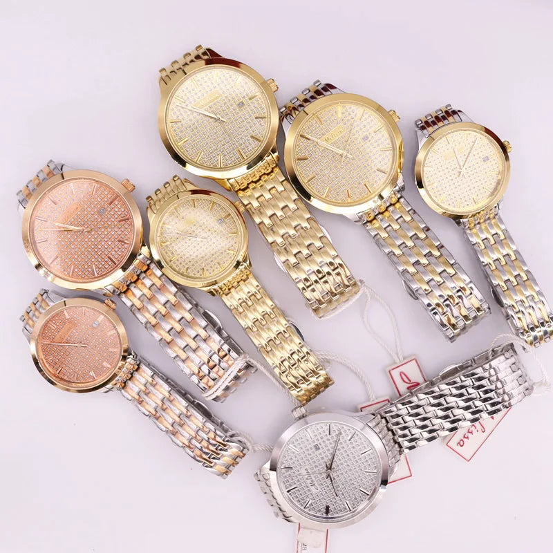 Luxury Melissa Auto Date Men's Watch Women's Watch Elegant Rhinestone Large Hours Crystal Clock Girl's Birthday Gift Box