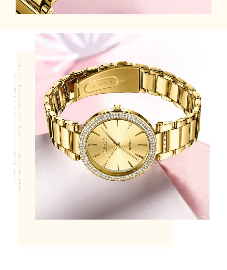 Luxury woman watch gold watch women luxe femme Gift for wife diamond watch quartz watches wristwatches for ladies