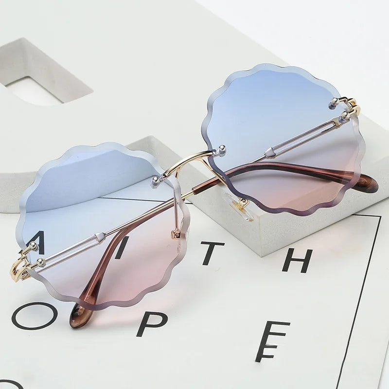 Luxury Round Sunglasses Women 2020 Vintage Brand Designer Rimless Shades Sun Glasses For Female Fashion Rosie Eyewear