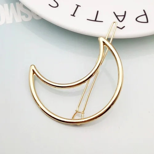 Fashion Woman Hair Accessories Triangle Hair Clip Pin Metal Geometric Alloy Hairband Moon Circle Hairgrip Barrette Girls Holder
