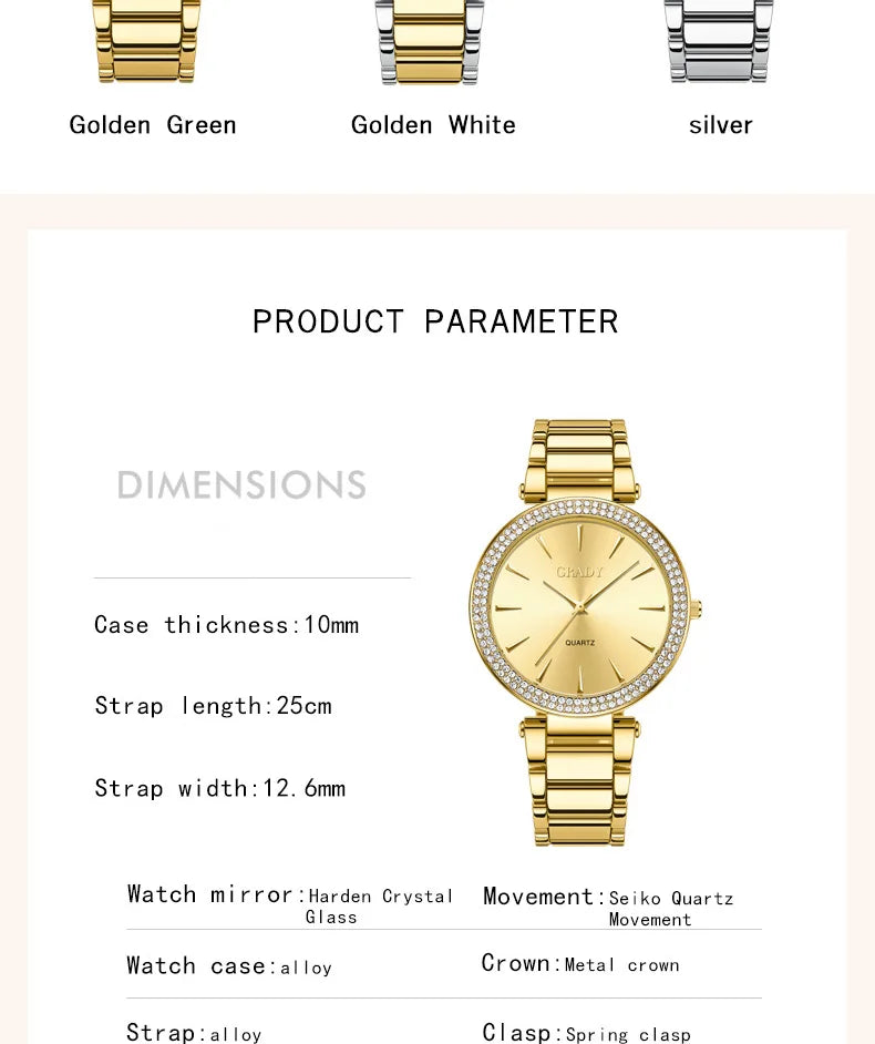 Luxury woman watch gold watch women luxe femme Gift for wife diamond watch quartz watches wristwatches for ladies