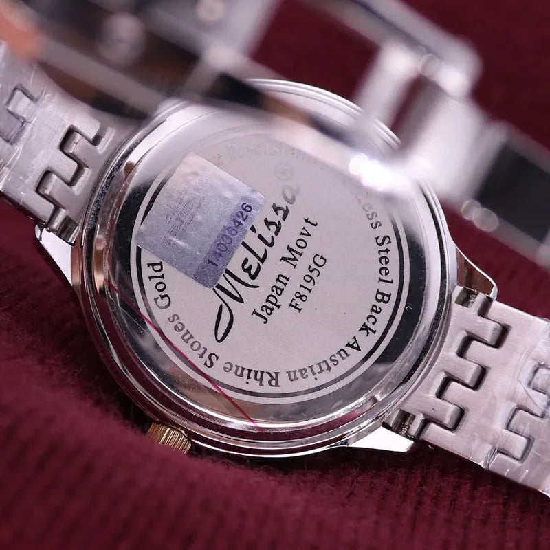 Luxury Melissa Auto Date Men's Watch Women's Watch Elegant Rhinestone Large Hours Crystal Clock Girl's Birthday Gift Box