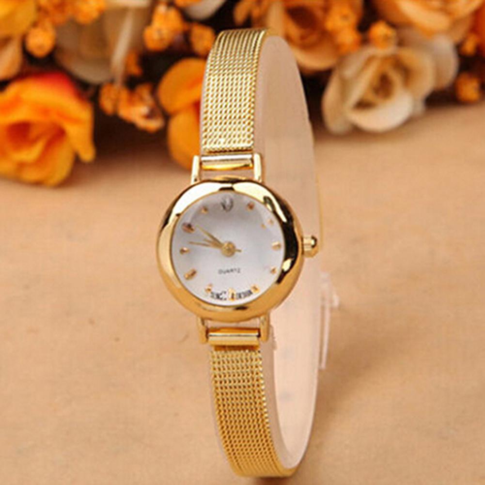 Luxury Golden Bracelet Watch Women Fashion Mesh Fine Alloy Band Rhinestone Dial Quartz Wrist Watch Casual Women Watches Clock