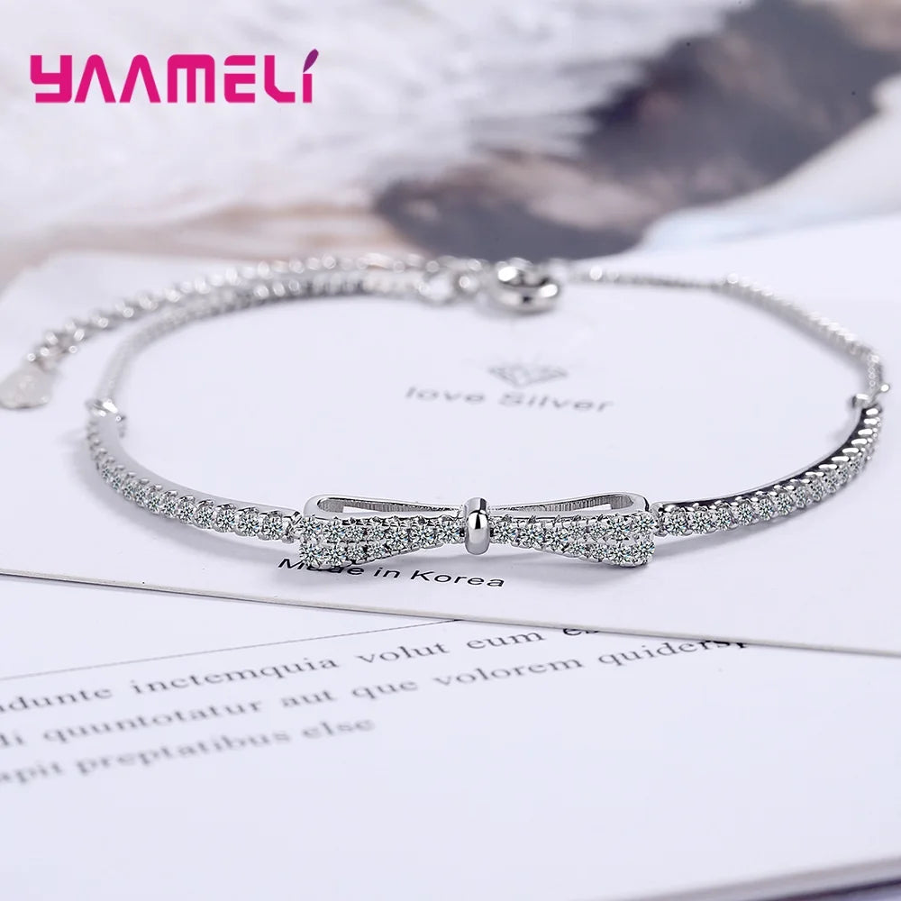 Luxury 925 Sterling Silver Crystal Bracelets For Women Girls Trend Fashion Jewelry Valentines Day Gift Wholesale