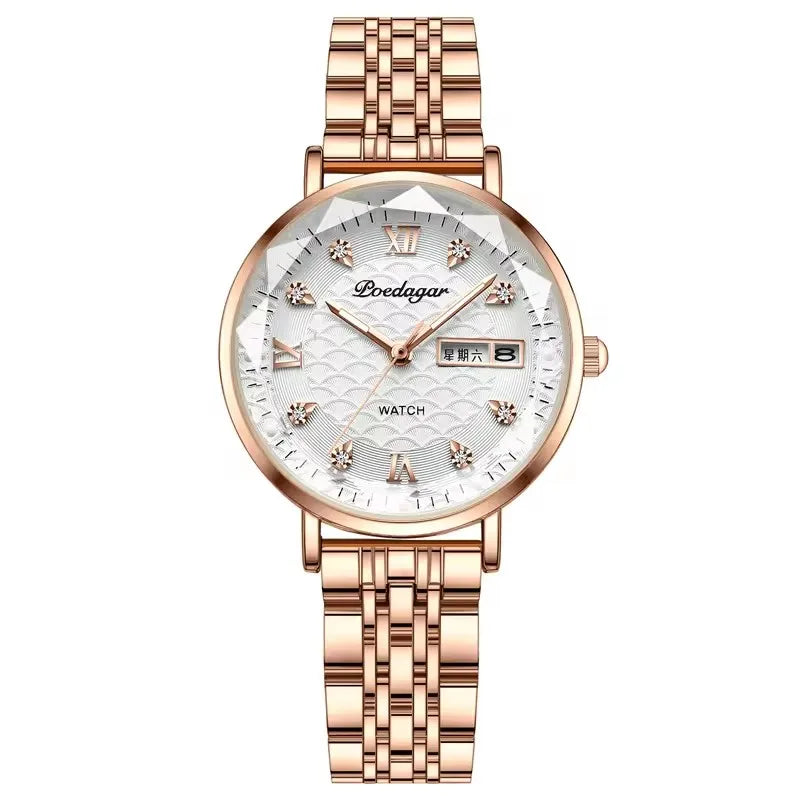 POEDAGAR 3011 Women New Fashion Luxury Stainless Steel Watch High Quality Waterproof Women's Watch Leisure Business Watch