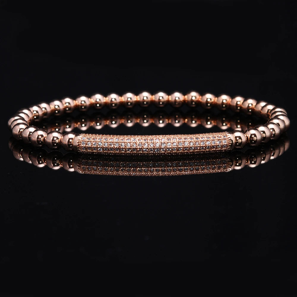 3pcs/Set Luxury  Royal King Crown Dice Charm CZ Ball Elastic Bracelet Mens Fashion Bracelets & Bangles Women Jewelry