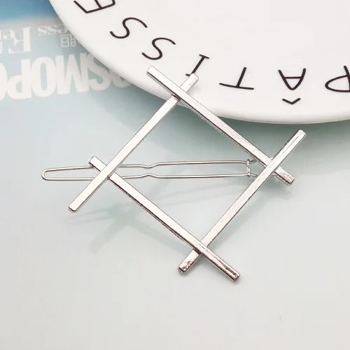 Fashion Woman Hair Accessories Triangle Hair Clip Pin Metal Geometric Alloy Hairband Moon Circle Hairgrip Barrette Girls Holder