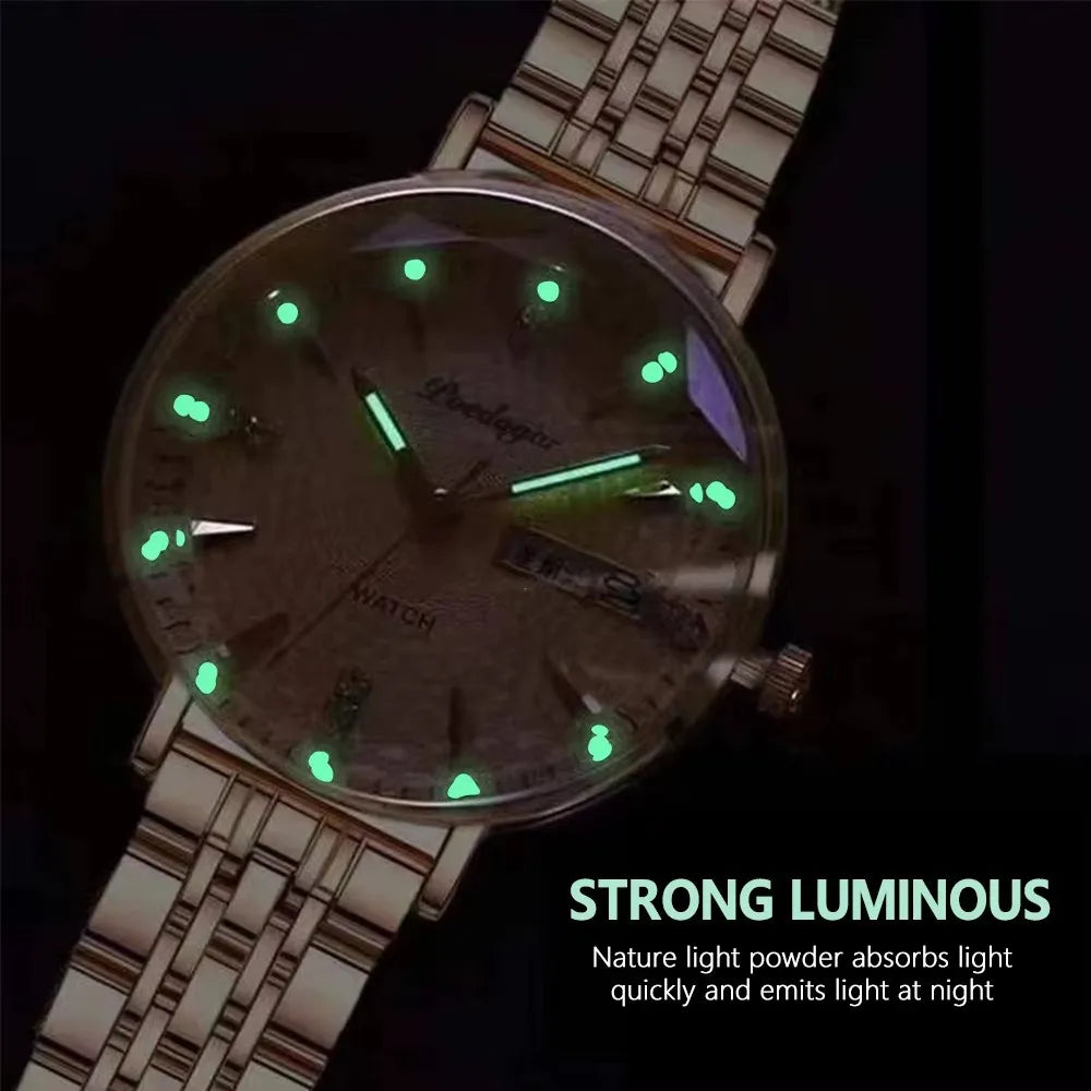 POEDAGAR 3011 Luxury Stainless Steel Wristwatch Bracelet Watch Women Fashion Simple Rose Gold Waterproof Luminous Ladies Watches