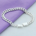 Men 10MM Sideways Bracelet 925 Silver Color Fashion Jewelry For Male Square Buckle Bracelet