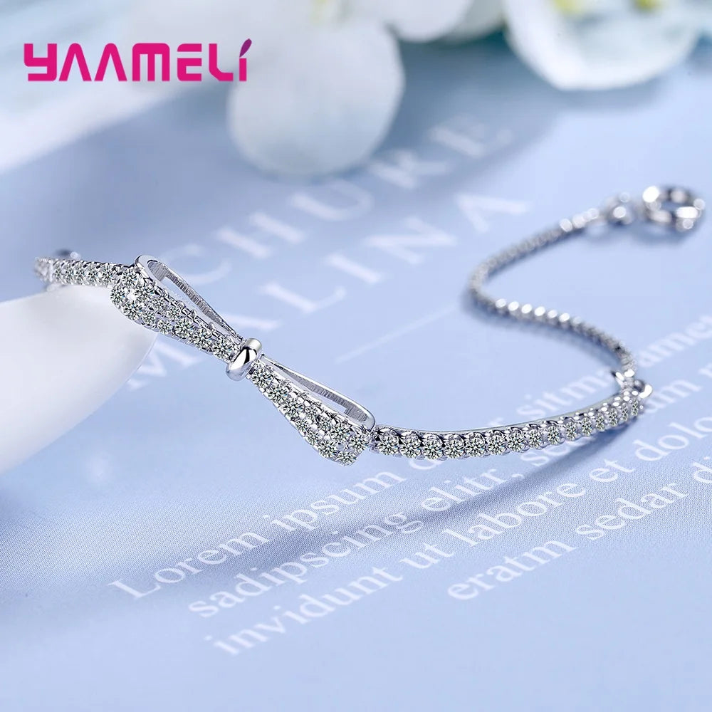 Luxury 925 Sterling Silver Crystal Bracelets For Women Girls Trend Fashion Jewelry Valentines Day Gift Wholesale