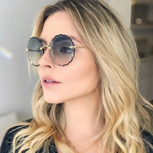 Luxury Round Sunglasses Women 2020 Vintage Brand Designer Rimless Shades Sun Glasses For Female Fashion Rosie Eyewear