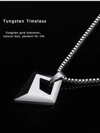 Male Necklace,Pendant for Men with Titanium Steel Chain,High Polished Tungsten Aesthetic Jewelry,Customized