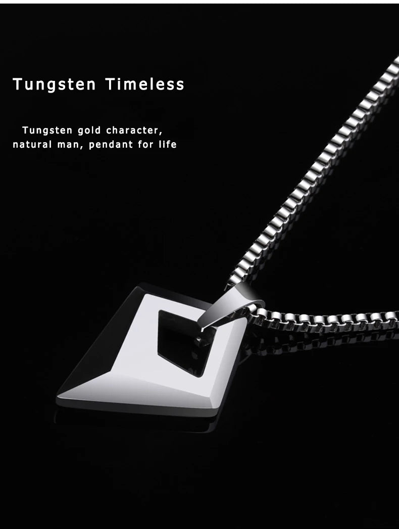 Male Necklace,Pendant for Men with Titanium Steel Chain,High Polished Tungsten Aesthetic Jewelry,Customized