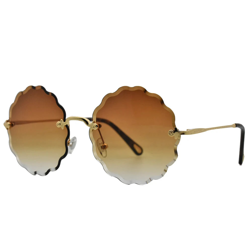 Luxury Round Sunglasses Women 2020 Vintage Brand Designer Rimless Shades Sun Glasses For Female Fashion Rosie Eyewear