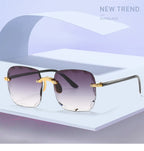 Square Rimless Sunglasses Women Luxury Brand Designer Summer Red Glasses Fashion Sun glasses For Men UV400 Shades Oculos
