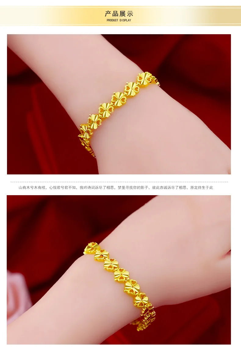 Luxury 18k Gold Original Bracelet for Women Luxury Trendy for Party High Quality Jewelry Wedding Bijoux Femme