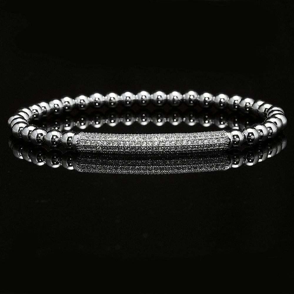 3pcs/Set Luxury  Royal King Crown Dice Charm CZ Ball Elastic Bracelet Mens Fashion Bracelets & Bangles Women Jewelry