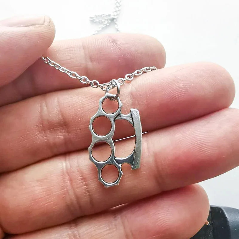 Brass Knuckles Pendant Necklace for men Men Neck Chain Vintage Summer Gothic Goth Jewelry Trend 2022 Accessories Holiday Gifts