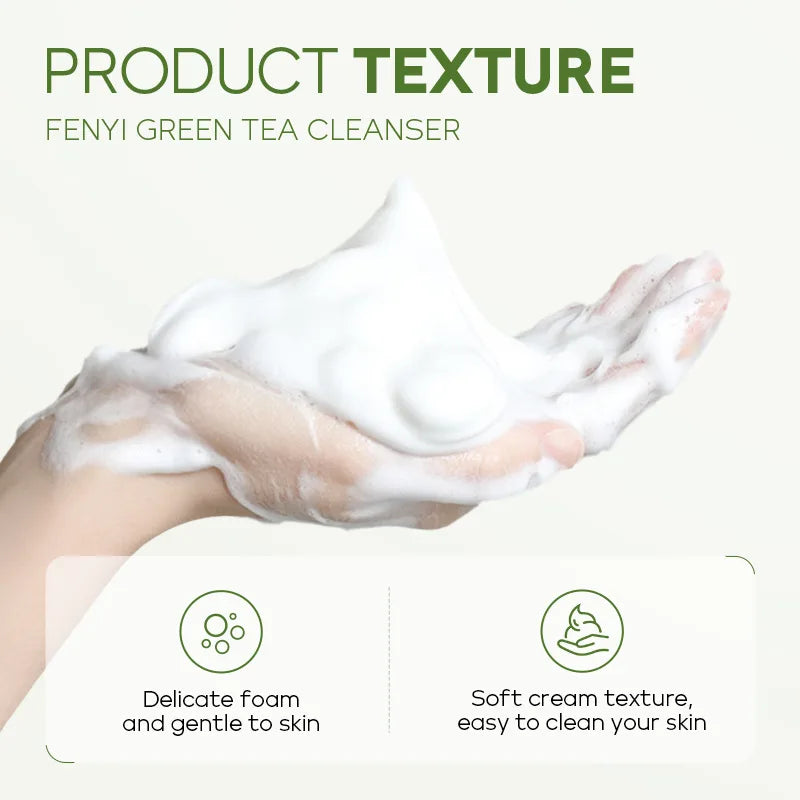 50g Green Tea Facial Cleanser Natural Plants Deep Cleansing Oil-Control Moisturizing Brighten Soften Skin Dense Foam Skin Care