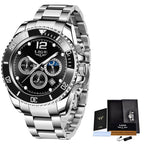 Mens Watches LIGE Top Brand Luxury Watch for Men Waterproof Sports Stainless Chronograph Quartz Wristwatch Relogio Masculino+Box