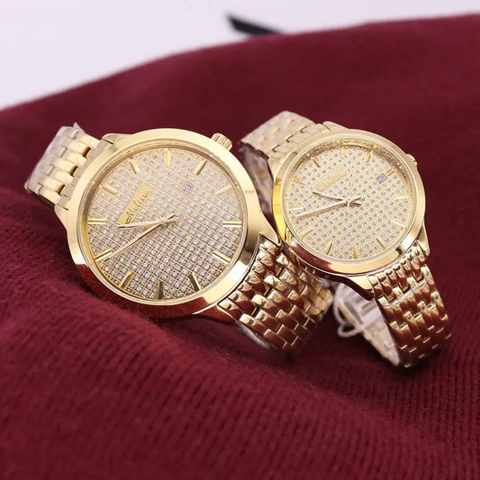 Luxury Melissa Auto Date Men's Watch Women's Watch Elegant Rhinestone Large Hours Crystal Clock Girl's Birthday Gift Box