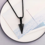 Men's Design Matte Black Long Necklace with Arrow Pendant Jewelry Chain Punk Rock Christmas Halloween Neck Chain For Men Women
