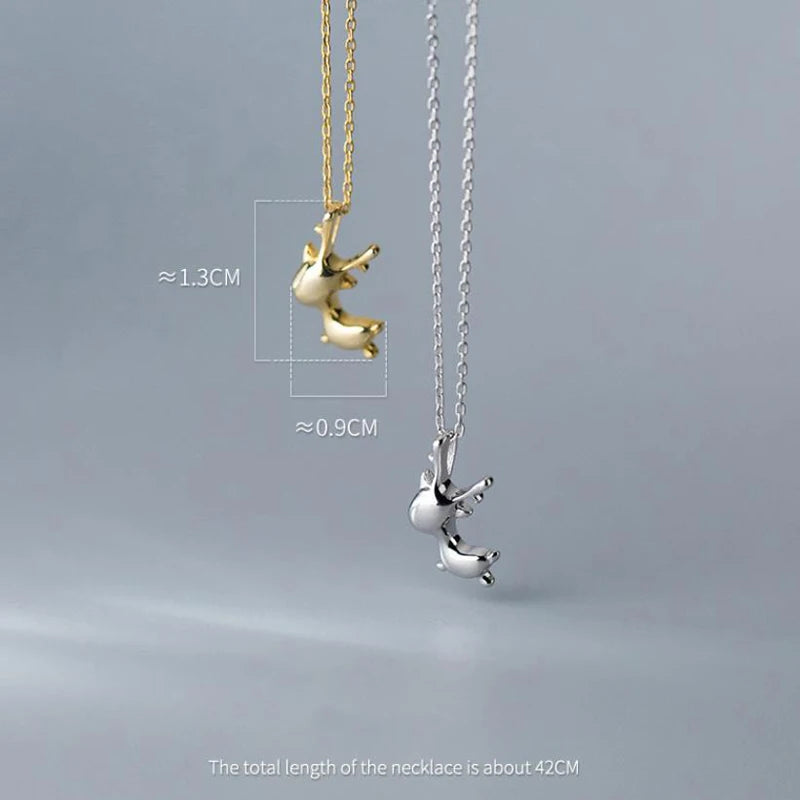 Christmas Gifts Jewelry!!! 925 Sterling Silver Glossy Cute Deer Pendant Necklace Factory Wholesale Women Girls