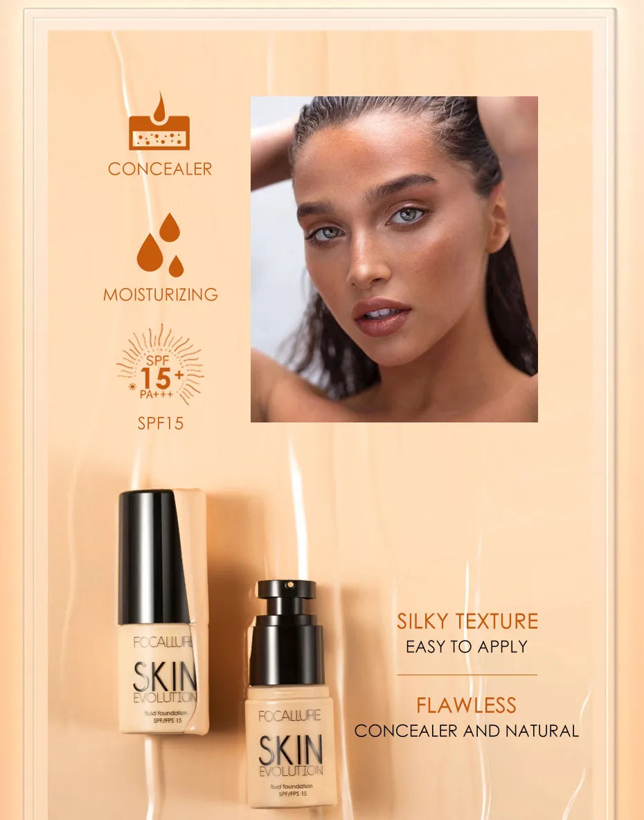 Wholesale FOCALLURE Face Makeup Foundation Makeup Base Liquid Foundation Concealer Whitening Moisturizer Oil-control Cosmetics