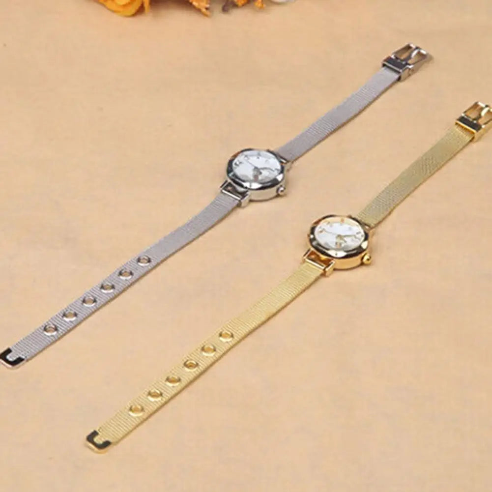 Luxury Golden Bracelet Watch Women Fashion Mesh Fine Alloy Band Rhinestone Dial Quartz Wrist Watch Casual Women Watches Clock