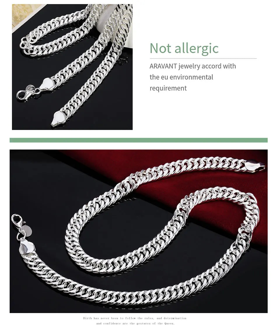 Aravant 925 Silver 10MM Necklaces Chain For Men Women Fashion Jewelry