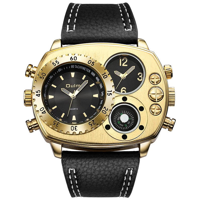 Luxury Sports Watches for Men Top Brand Casual Military Big Dial Cool Man Unique Wristwatch Male Decorative Compass Quartz Clock