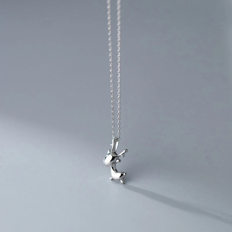 Christmas Gifts Jewelry!!! 925 Sterling Silver Glossy Cute Deer Pendant Necklace Factory Wholesale Women Girls