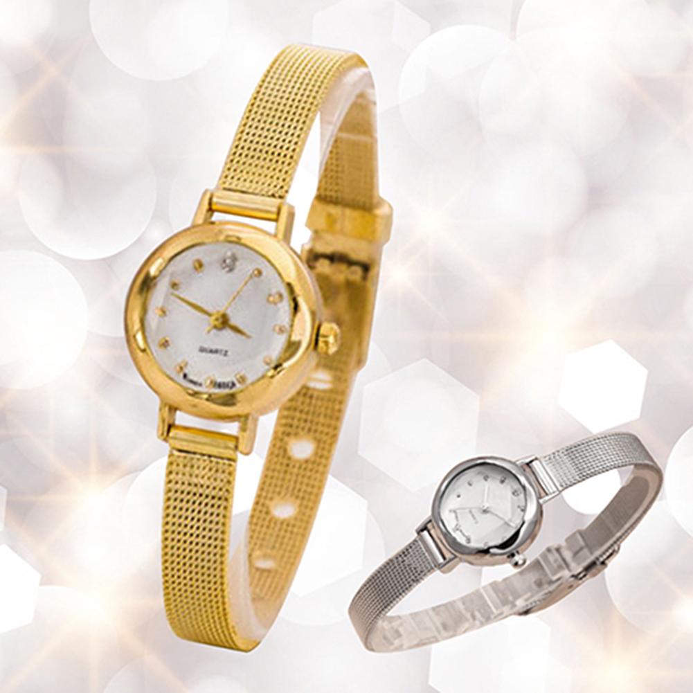 Luxury Golden Bracelet Watch Women Fashion Mesh Fine Alloy Band Rhinestone Dial Quartz Wrist Watch Casual Women Watches Clock
