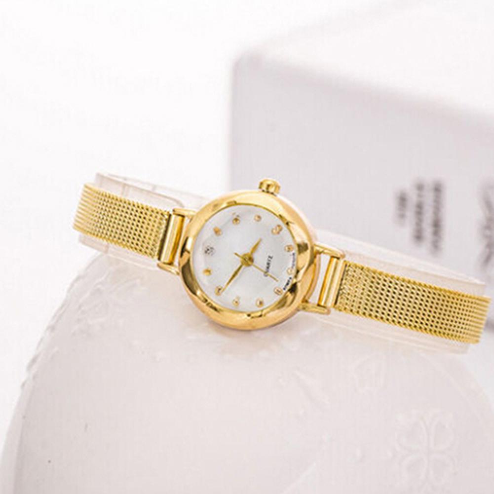 Luxury Golden Bracelet Watch Women Fashion Mesh Fine Alloy Band Rhinestone Dial Quartz Wrist Watch Casual Women Watches Clock