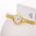 Luxury Golden Bracelet Watch Women Fashion Mesh Fine Alloy Band Rhinestone Dial Quartz Wrist Watch Casual Women Watches Clock
