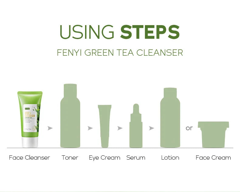 50g Green Tea Facial Cleanser Natural Plants Deep Cleansing Oil-Control Moisturizing Brighten Soften Skin Dense Foam Skin Care