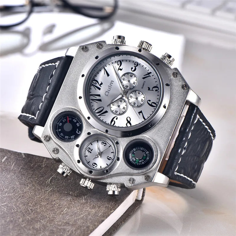 Luxury Sports Watches for Men Top Brand Casual Military Big Dial Cool Man Unique Wristwatch Male Decorative Compass Quartz Clock